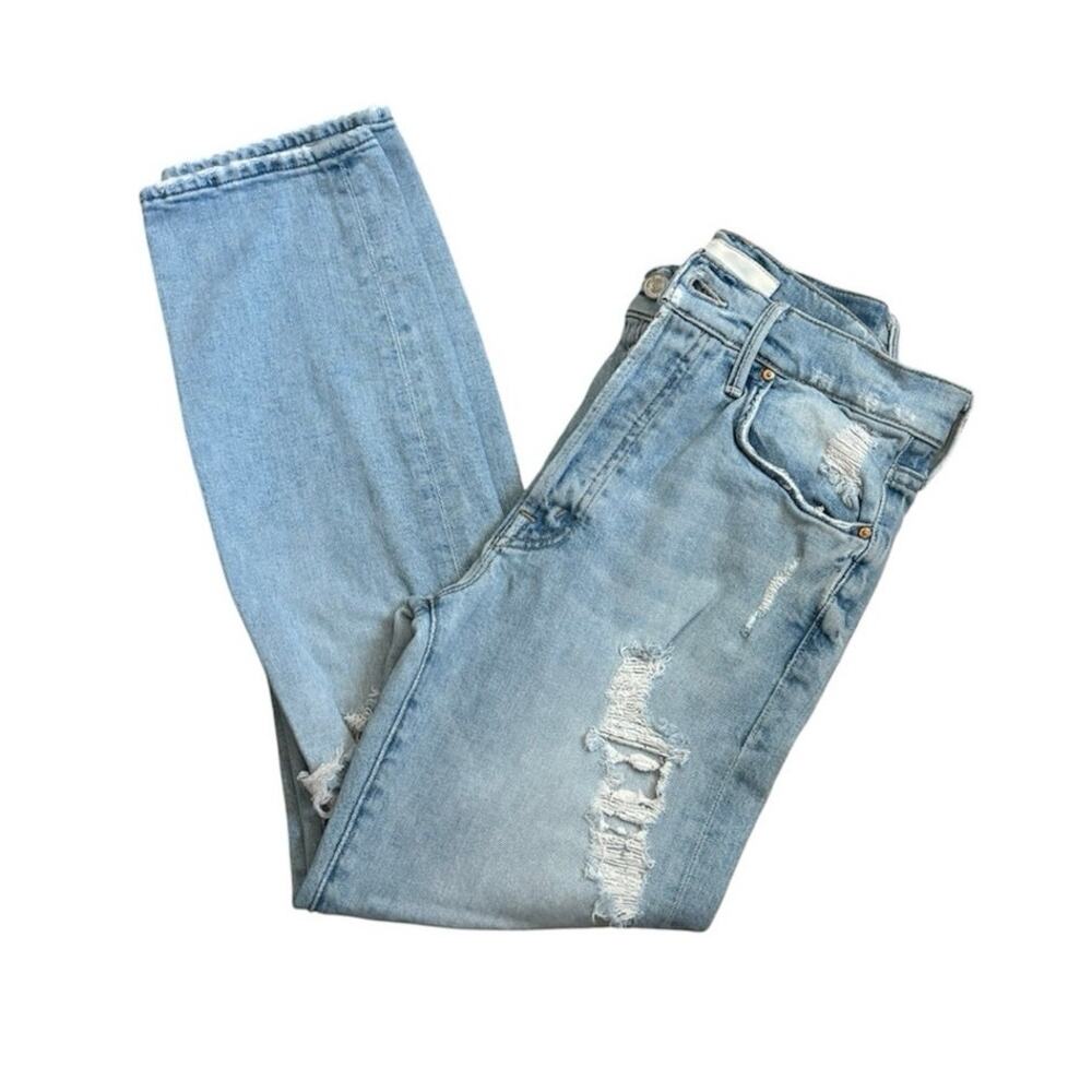 Mother Superior Women's Size 26 Light Wash Blue Distressed High Waisted Jeans